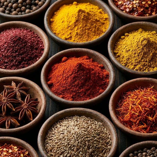 Colorful spice bowls